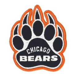 Chicago Bears paw print logo embroidered patch featuring team name design in navy, orange, and white colors.