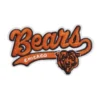 Chicago Bears Classic Script Logo Patch 3 Chicago Bears script logo embroidered patch featuring orange Bears lettering, Chicago text, underline design, and bear head emblem.
