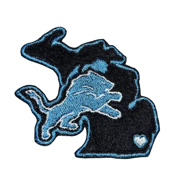 Detroit Lions Michigan State Map Patch 1 Detroit Lions Michigan State Map Embroidered Patch