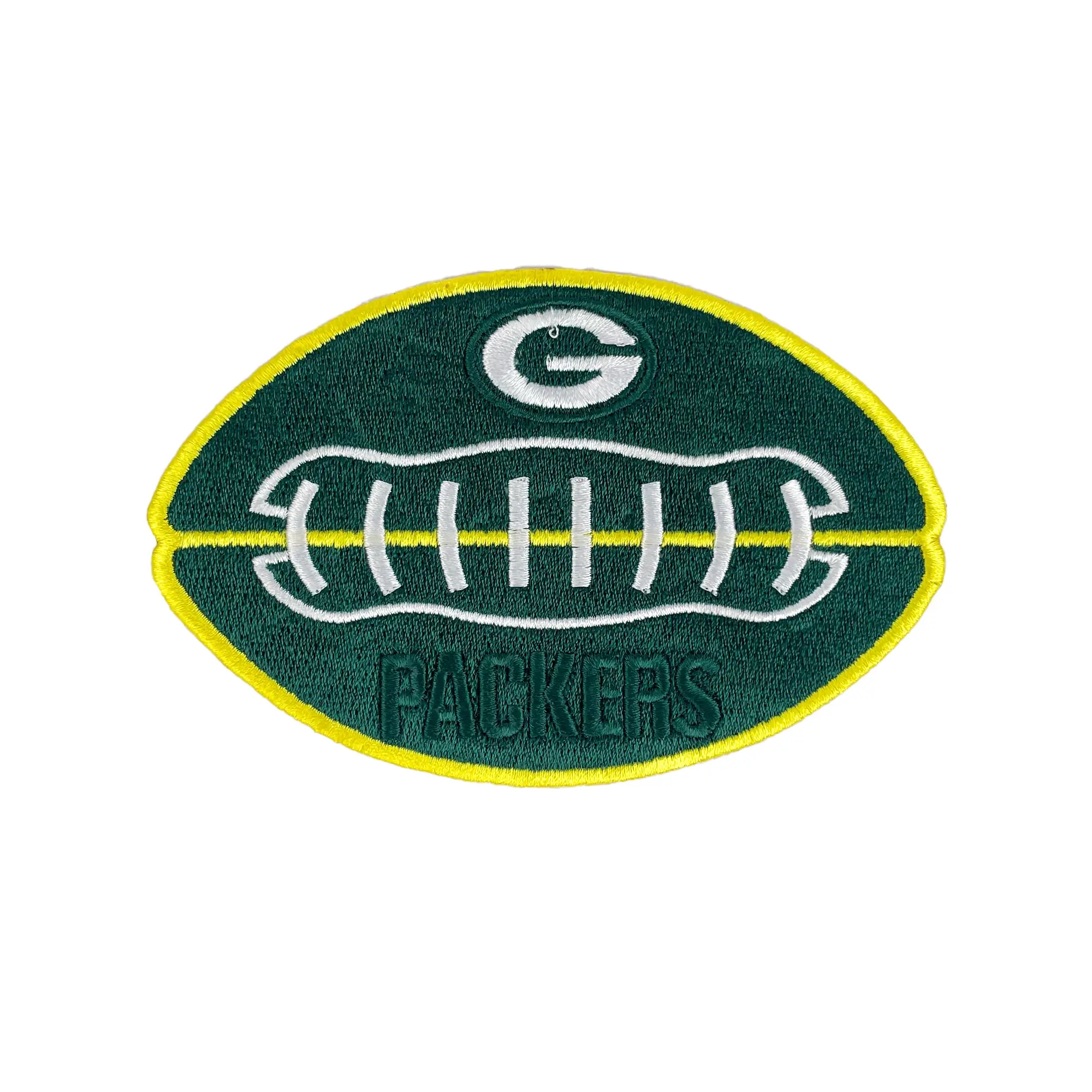 Green Bay Packers Football Laces G Logo Patch 1 Green Bay Packers Football Shape G Embroidered Patch