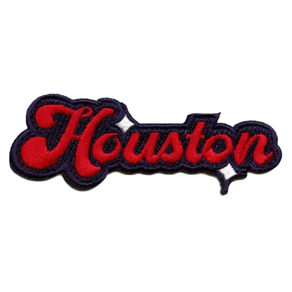 Houston Sparkle Script Football Logo Patch 1 Houston Sparkle Script Football Logo Embroidered Patch