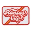 Kansas City Script Vintage White Rectangle Patch 3 Kansas City Vintage Rectangle Embroidered Patch