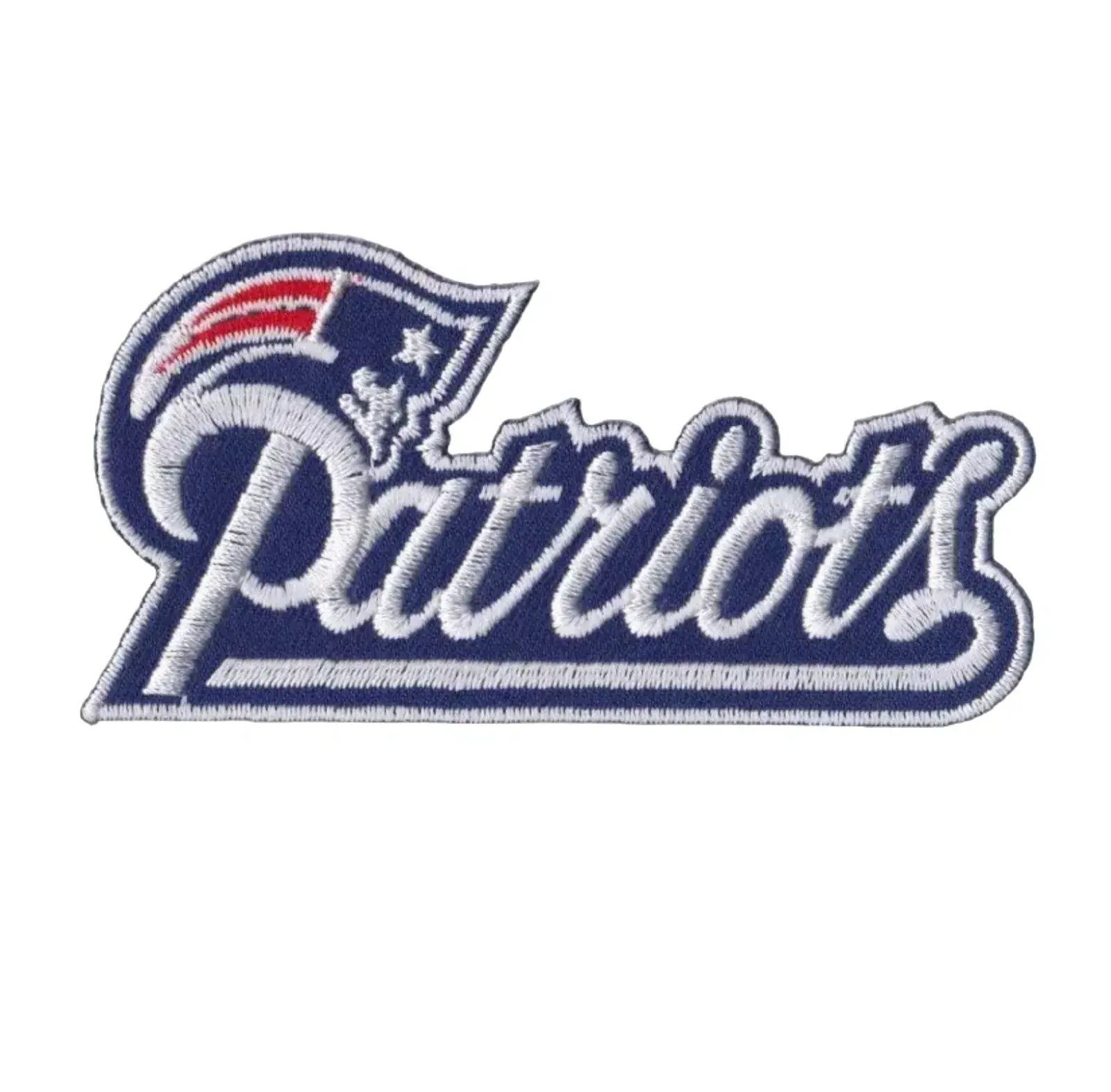 New England Patriots White Flying Elvis Logo Patch 1 New England Patriots White Script Logo Patch